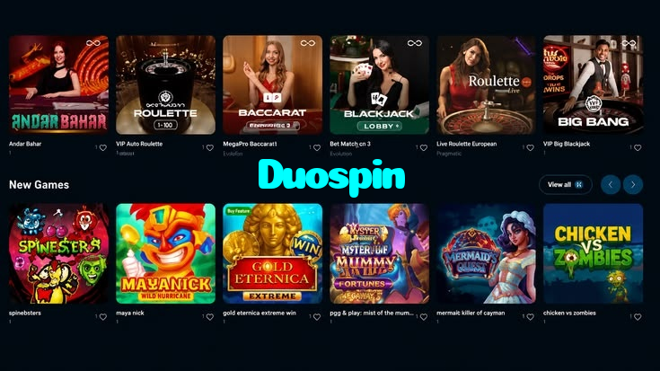 Duospin casino presented on mobile device in Pakistan with slots and live games